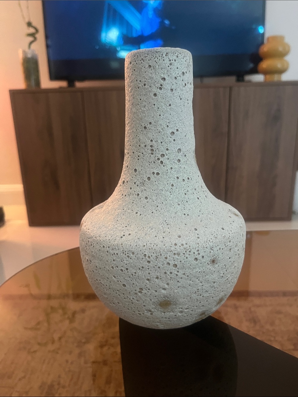 Minimalist Textured Ceramic Vase from crate&barrel - Light Gray